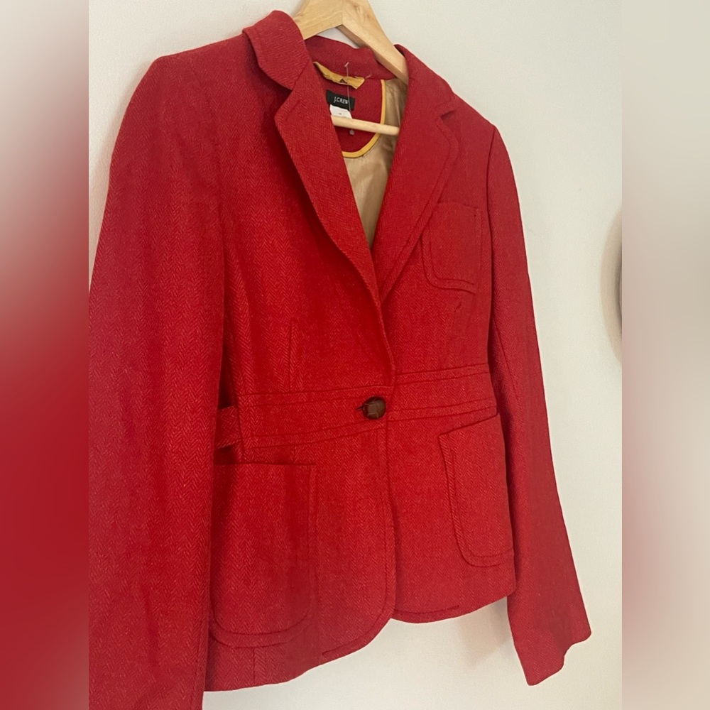 Red Wool Blazer - J. Crew By Robert Noble Lined Scottish View 3